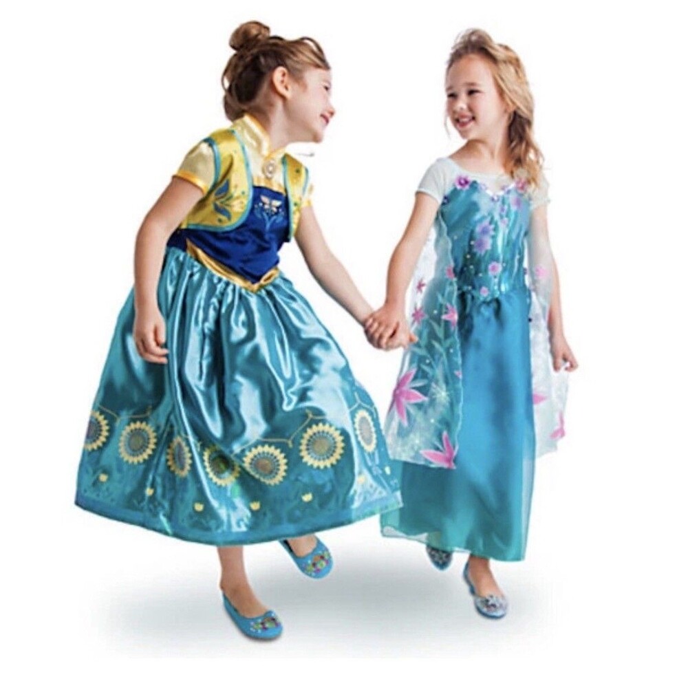 Disney Store Frozen Fever Queen Elsa & Princes Anna 2 Piece Costume Size 9/10